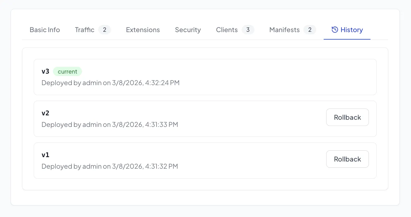 Route History & Rollback screenshot